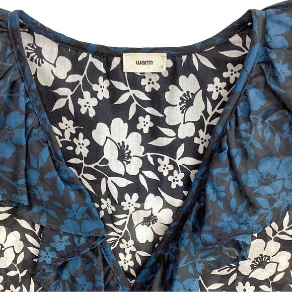 Warm NY Size 0 Floral Mixed Print Maxi Dress Cotton Ruffle Warm Store NYC - Picture 4 of 16